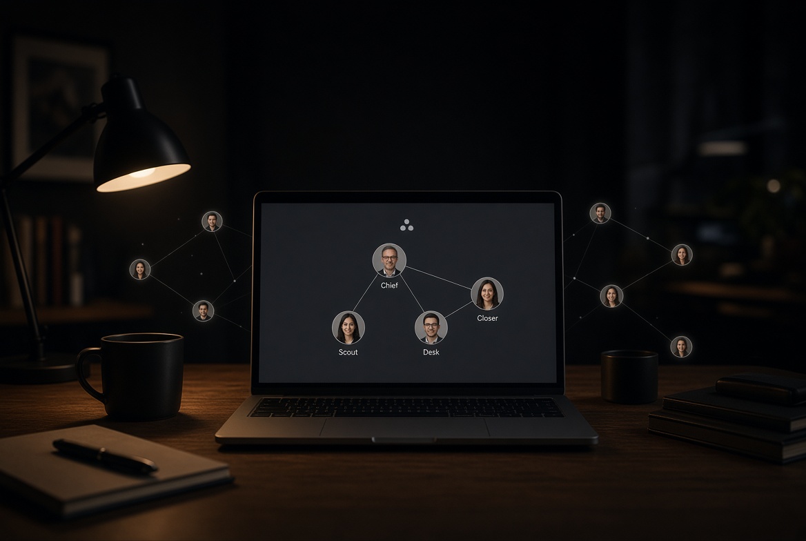 Quorum crew working overnight on a founder desk
